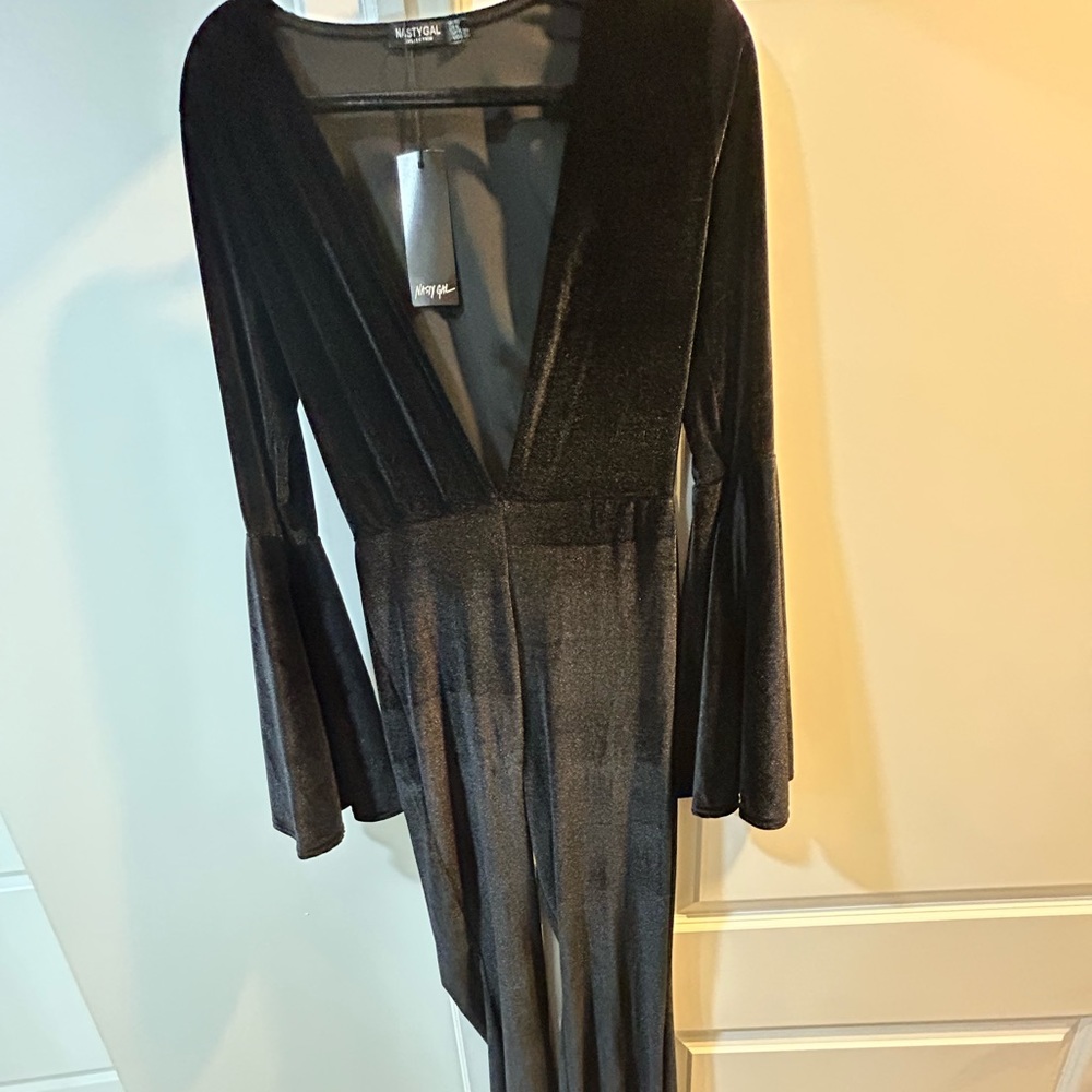 NWT Velvet Bell Sleeve Flared Jumpsuit